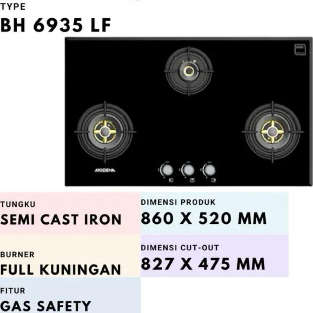 MODENA BH 6935 LF (KOMPOR 3 TUNGKU)