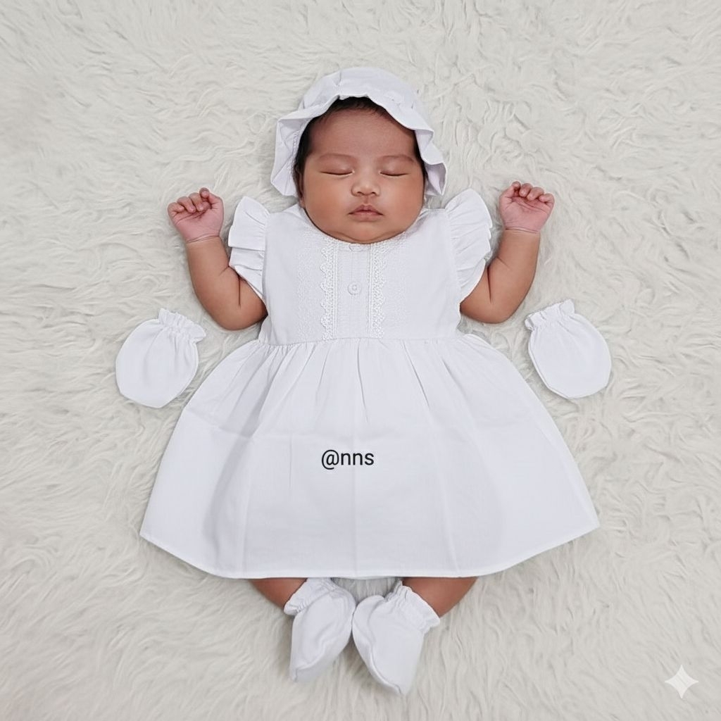 Baju Bayi Perempuan 1 Set Dress Akikah Aqiqah Baptis Newborn
