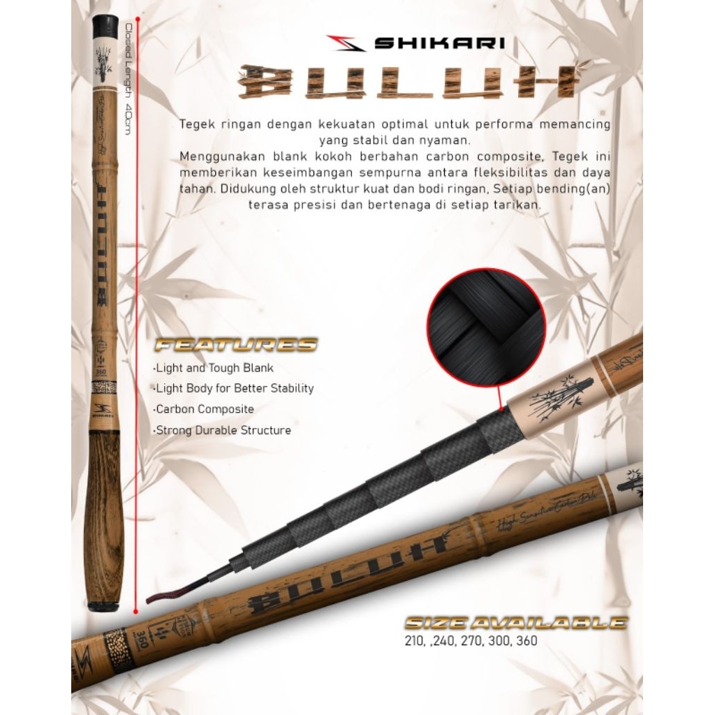 tegek shikari Buluh tegek ruas pendek lentur