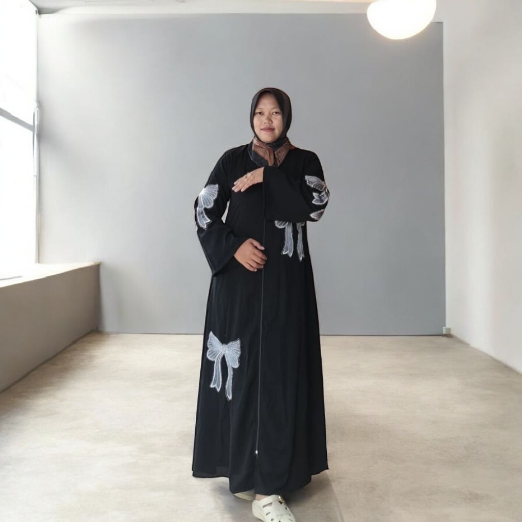 Abaya Pita Bordir Silver