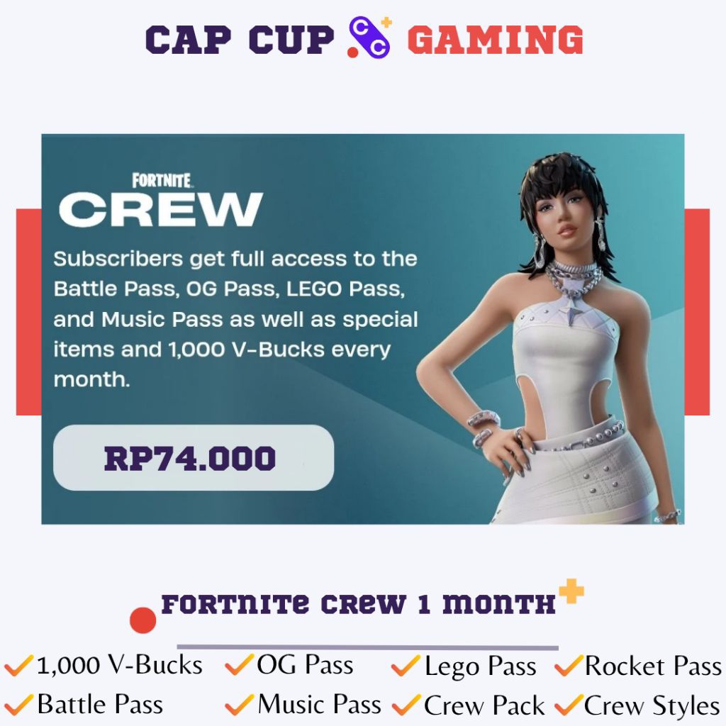 [Cap Cup Store] (Subscription) Fortnite Crew 1 Bulan for Epic - Xbox - Nintendo Switch - Playstation