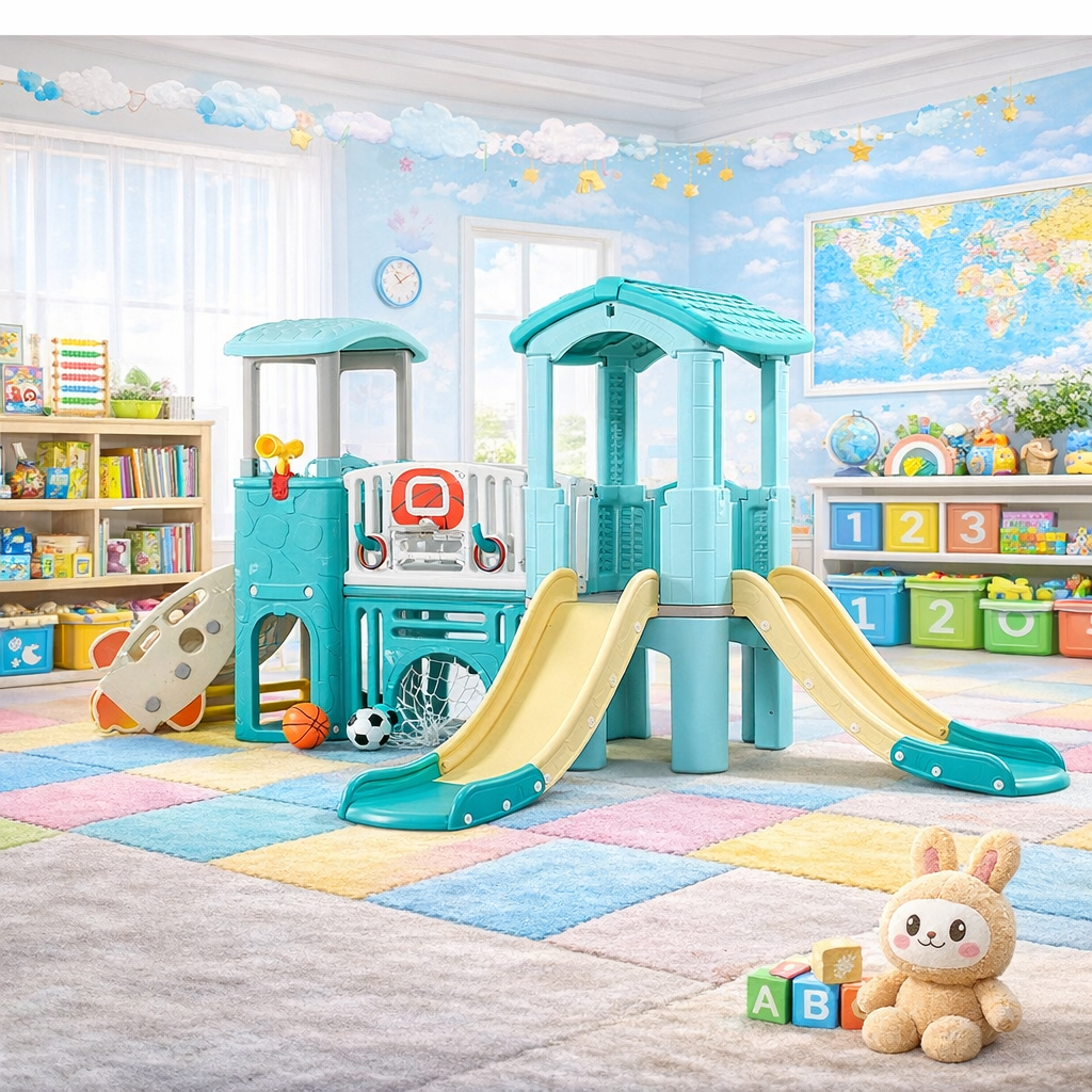 Playground Anak MOLION TOYS H2303 – Perosotan & Terowongan Roket Mainan Rumah-Rumahan Indoor Outdoor