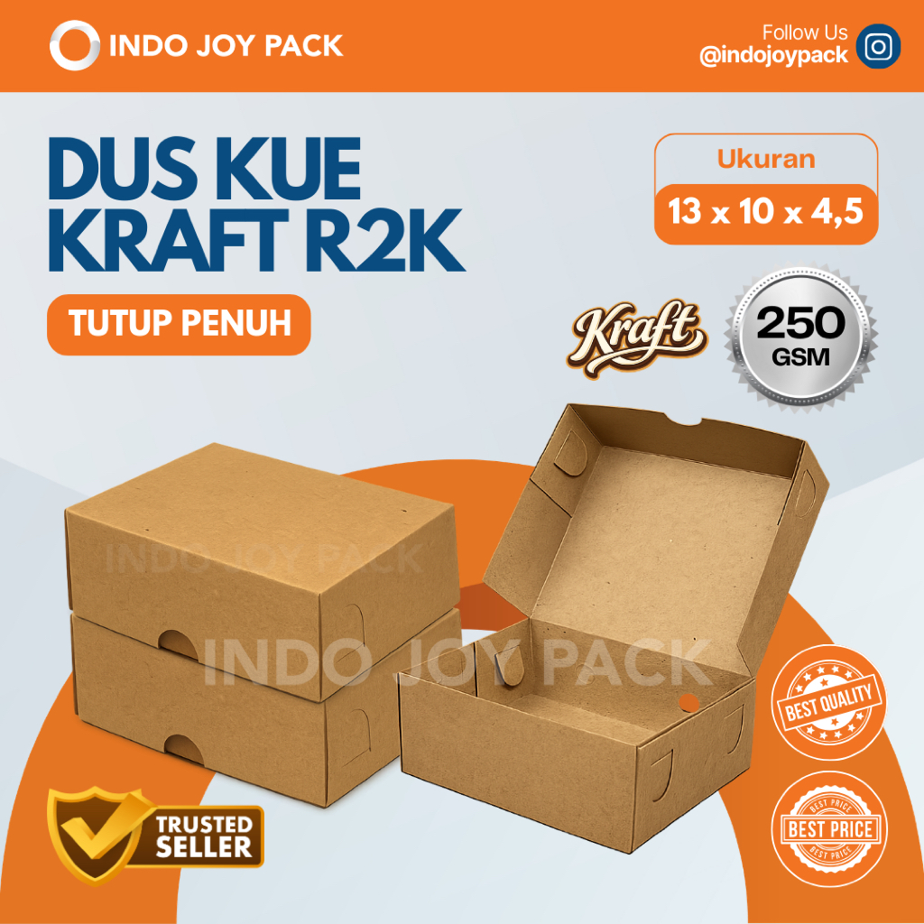 Dus Kue Kraft R2K (13 x 10 x 4,5) / Dus Kue Mini Kecil / Kotak Kue Kraft / Kotak Kue Jajan Pasar