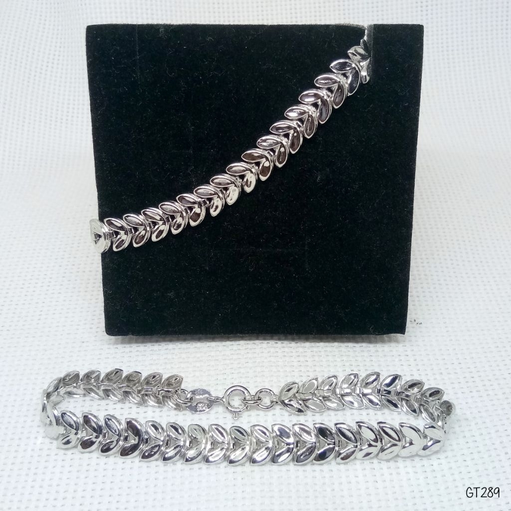 Gelang Tangan Daun Dewasa Perak 925 Lapis Mas Putih - GT289 Anak Remaja Dewasa