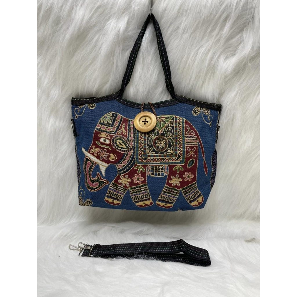Tas selempang dan bahu kanvas gajah Thailand best seller // tas thailand gajah c503