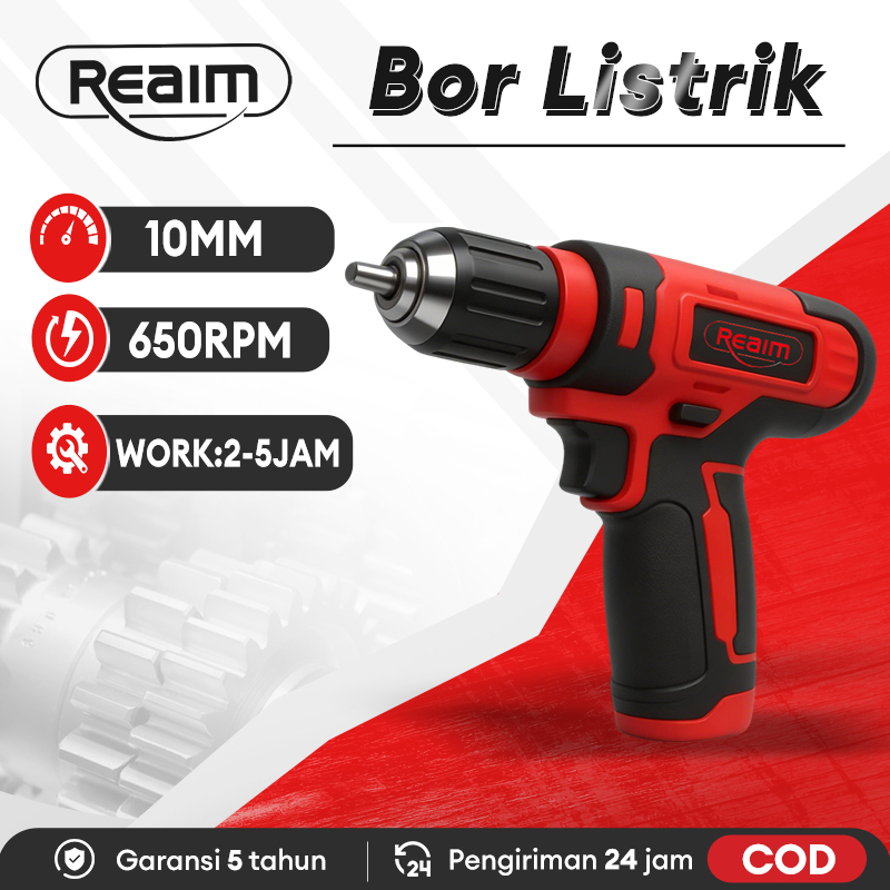 Reaim 8V Mesin Bor Baterai Cordless Drill Bor Batere Bor Listrik Obeng Listrik