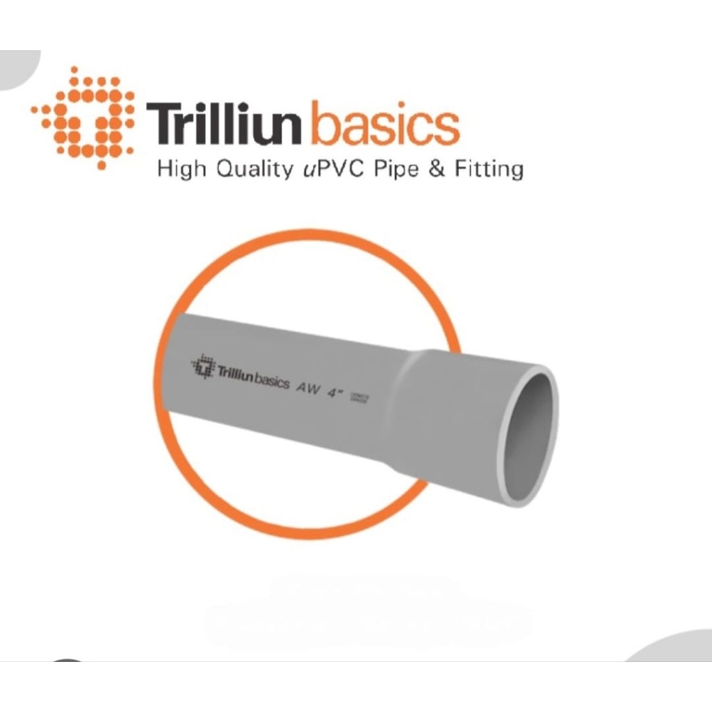 Pipa uPVC Trilliun basics abu2+mof | Pipa Trilliun abu+mof | Pipa paralon Trilliun abu