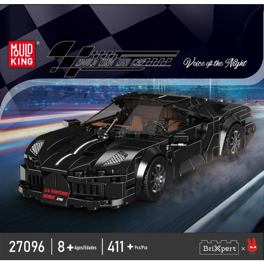 Mould King 27096 La Voiture Noire Supercar Building Set 411 Pcs with Acrylic Display Case