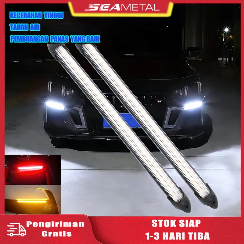 SEAMETAL Lampu Alis Mobil LED DRL 12V Universal 2PCS Lampu Sein Mobil Super Terang Waterproof