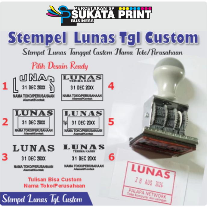Stempel lunas tanggal custom | Cetak stempel lunas terima kasih tanggal custom | Stempel Lunas Tgl F