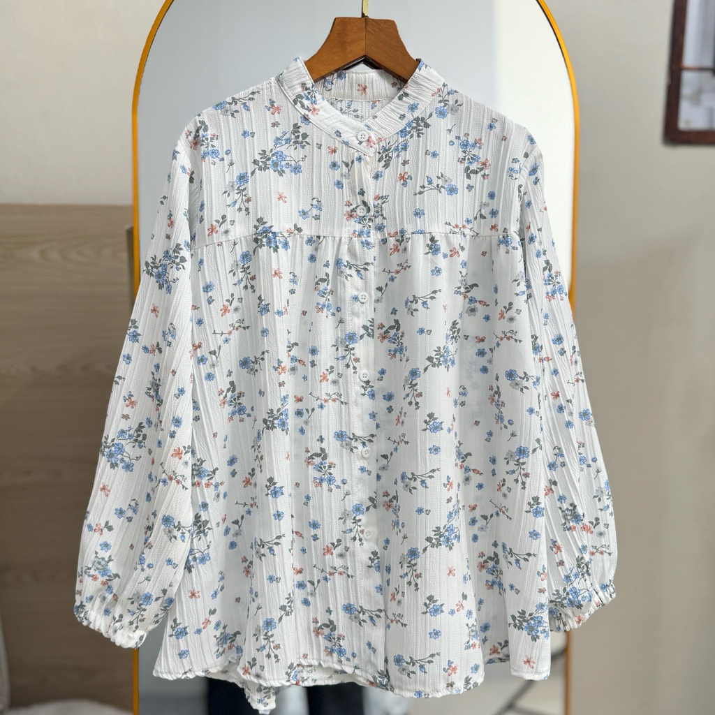 Premium Crinkle Motif Rose | VELLA Blouse Crinkle