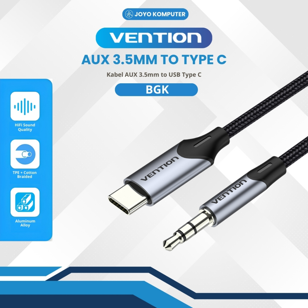 Vention Kabel USB Type C to AUX 3.5mm Jack Audio Adapter - BGK
