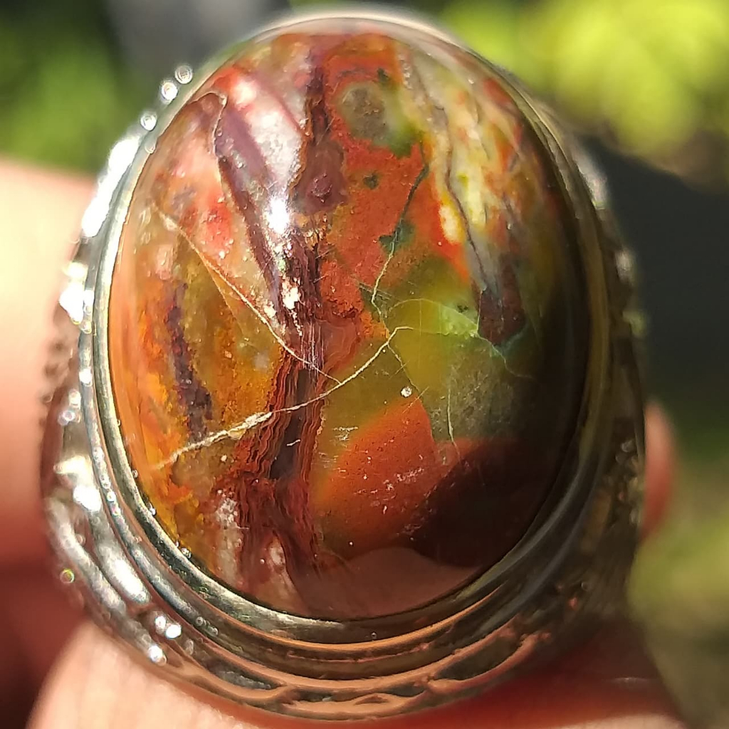 Batu Akik Pancawarna Garut Asli Ciangel Merah Cabe Putih Mangkok Urat Tembaga Kinclong Natural 100% 