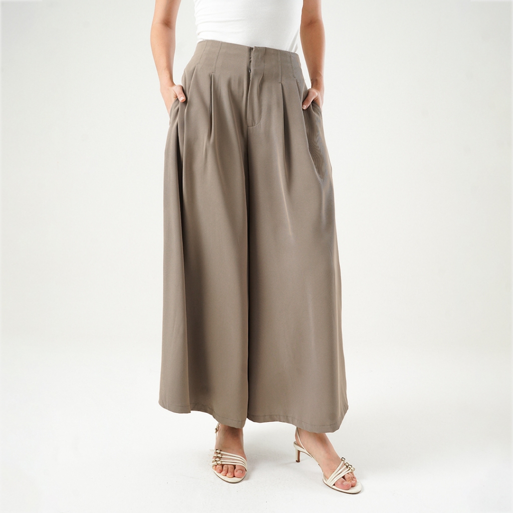 Queensland Flare Culotte Celana Bahan Kulot Wanita LIN000687Q Cokelat Tua