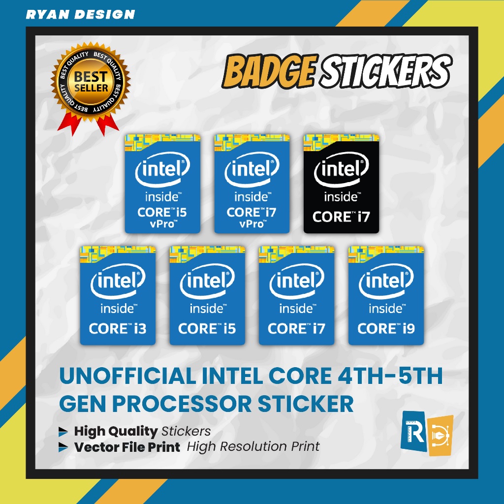 Sticker Logo Intel Core i3 i5 i7 i9 Gen 4 dan 5 Sticker Badge Laptop (Unofficial)