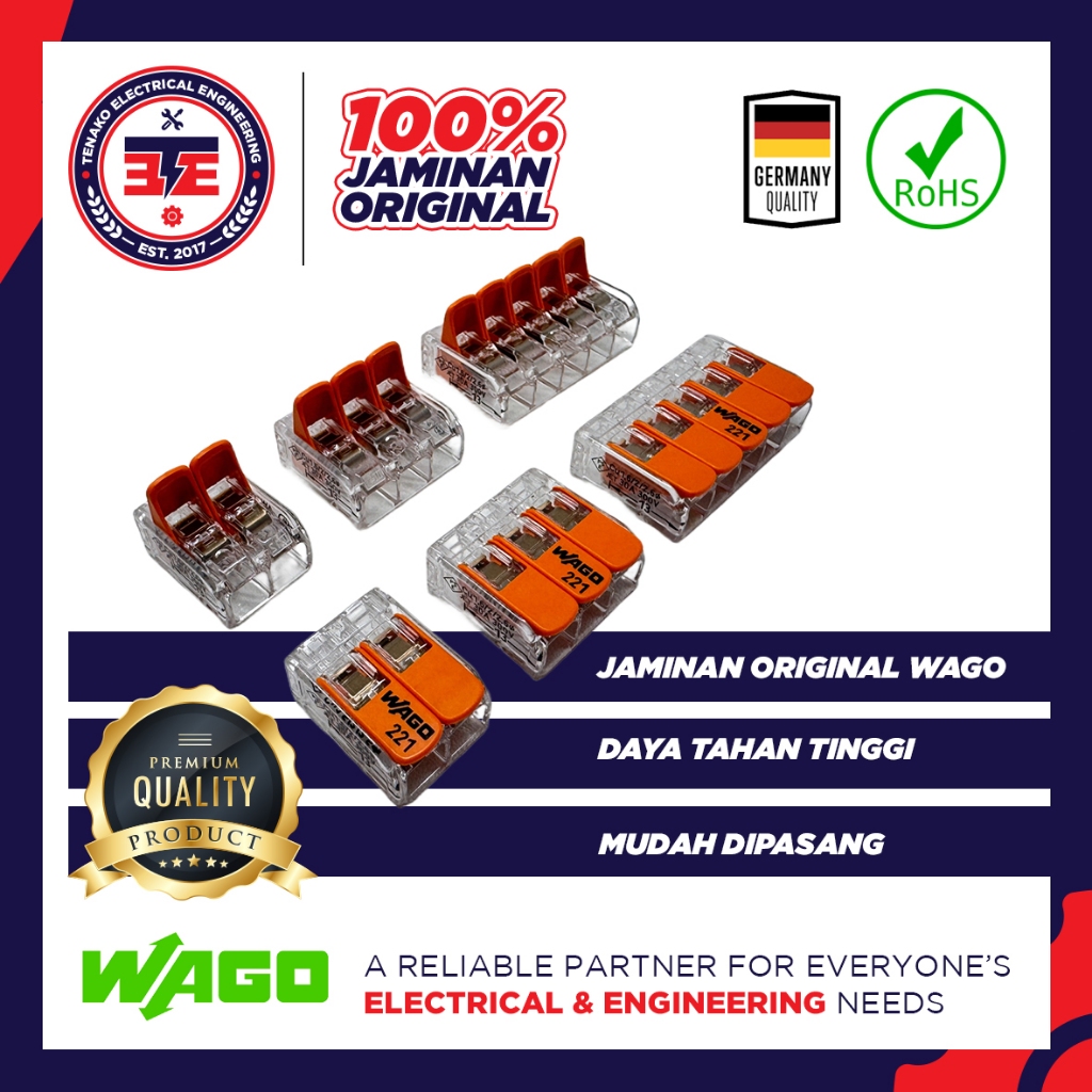 WAGO 221-412/413/415/612/613/615 Transparant Connector 2/3/5 Wire Compact Terminal Block 2/3/5 Pin 3