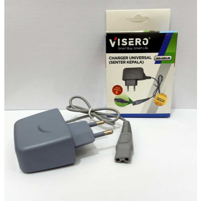 Charger Senter Kepala Visero VAS-425AJB Universal Jack Angka 8 Lubang 2 Travel Cas Kualitas Premium