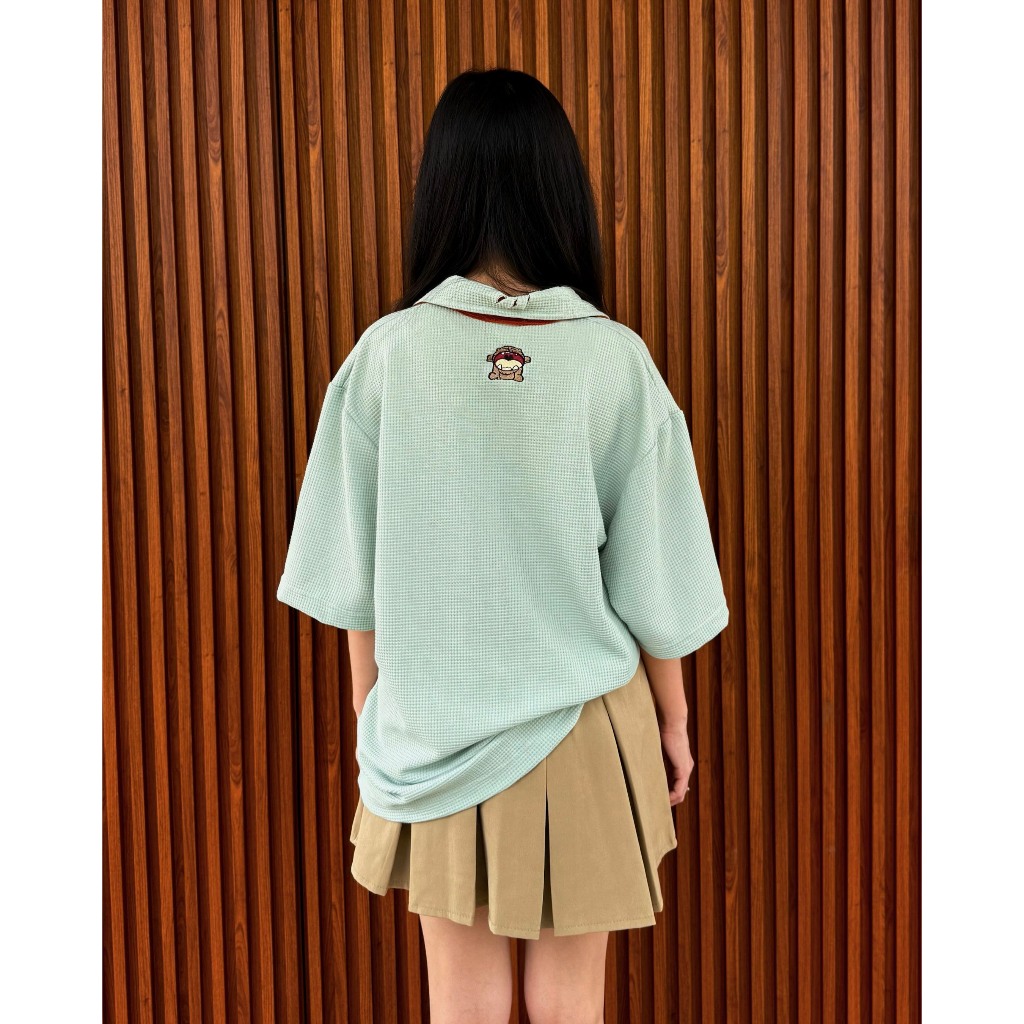 Oversized Polo Shirt - Marco Polo Shirt - PABO - ICE MINT - Oversized Shirt - Waffle Shirt - Kemeja 