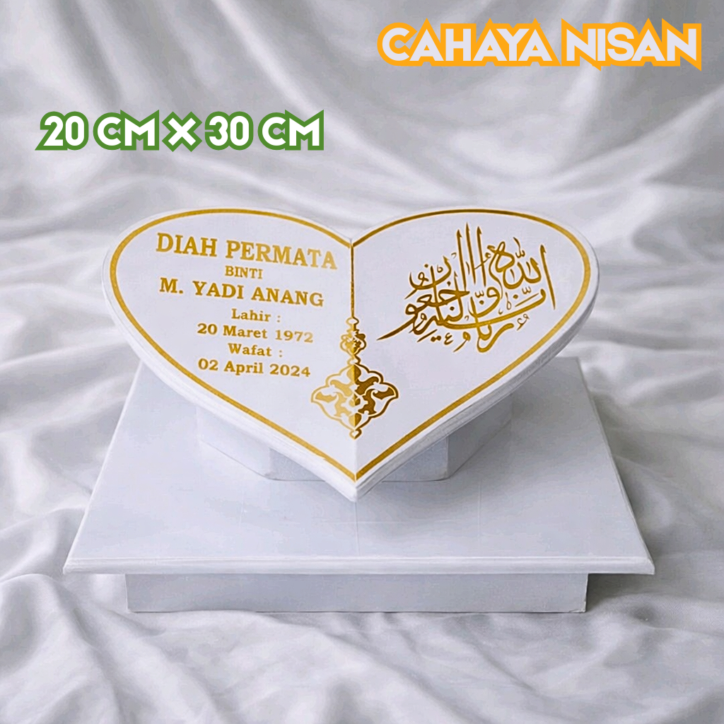 Sinar Nisan - Batu Nisan Love Ukuran 20x30 Bahan Granit Makam Premium Quality