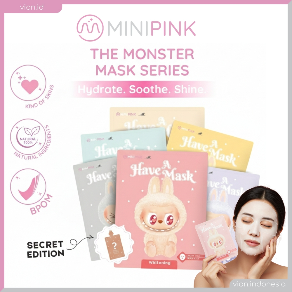 VION Labubu Mask MINIPINK BioAqua Fruit Mask Peach VitC Facial Sheet Masker Wajah MP001 MP027