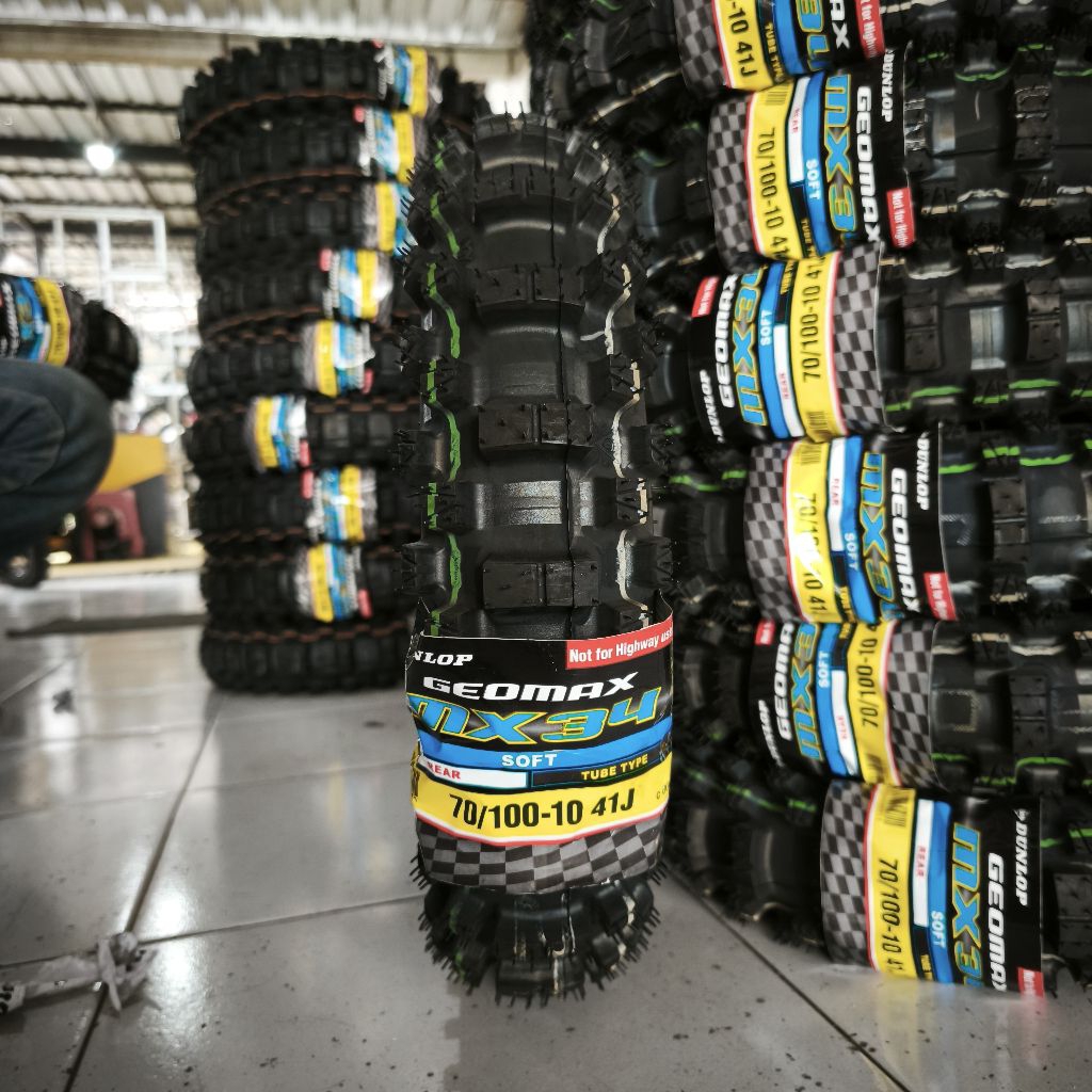 Ban trail 70/100-10 mini moto 50cc Dunlop GEOMAX MX 34 SOFT untuk motor trail mini motocross