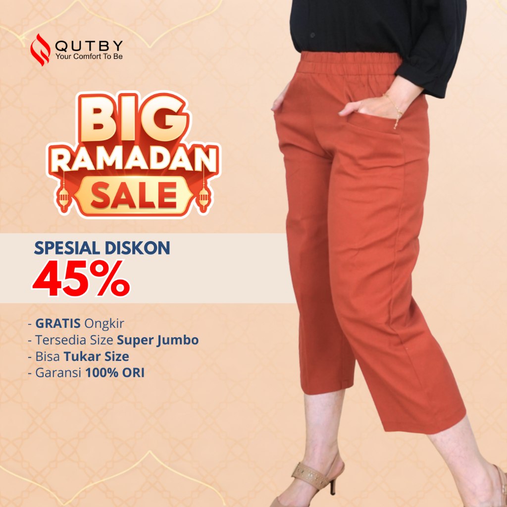 QUTBY - Celana Wanita Korean Crop Pants Jumbo Bahan Katun