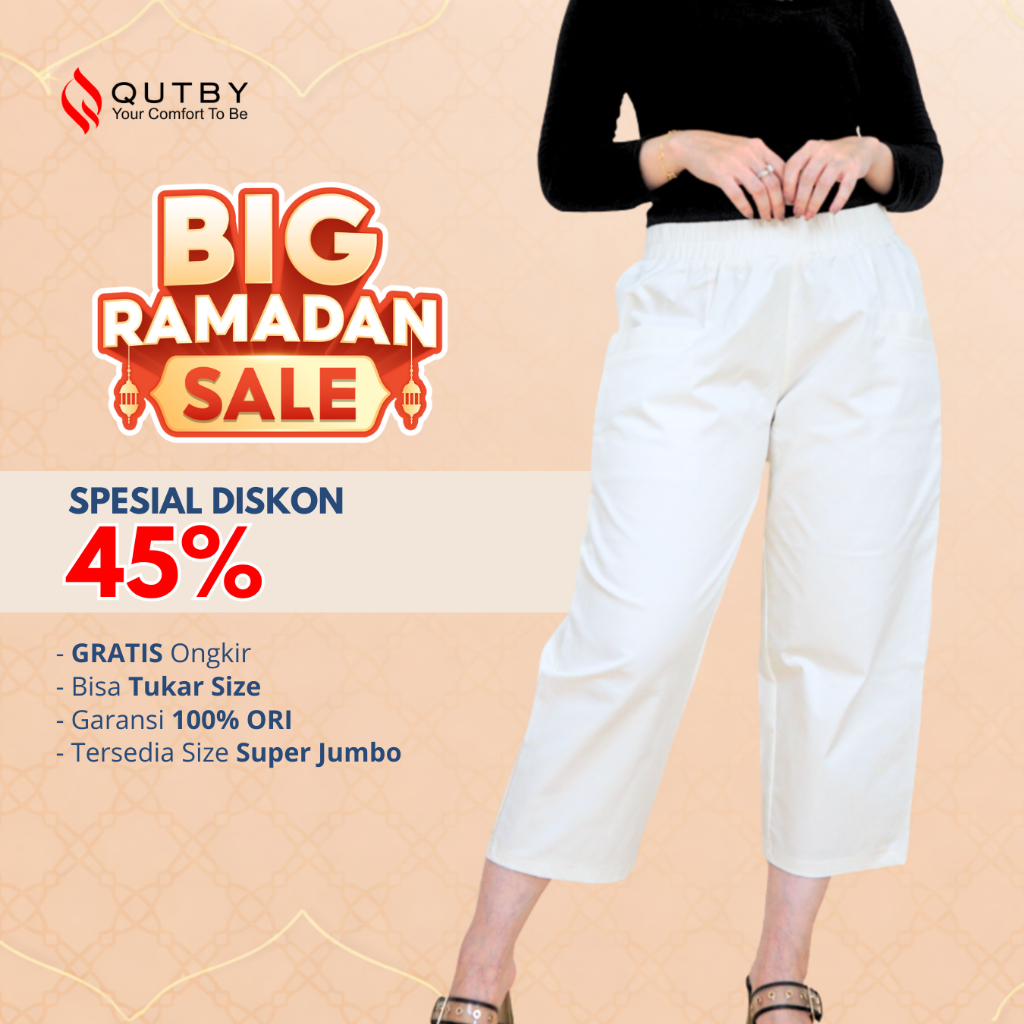 QUTBY - Celana Jumbo Wanita Korean Crop Pants Jumbo Panjang