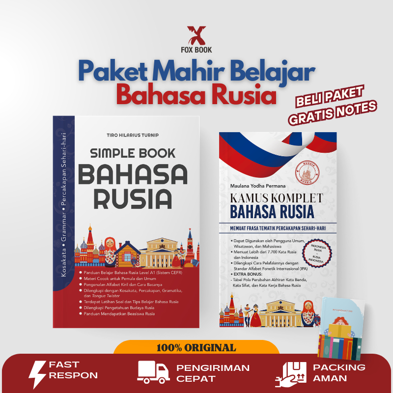 Paket Mahir Bahasa Rusia :  Buku Bahasa Rusia Level A1 CEFR Panduan Pemula Kosakata Gramatika Dan Ka