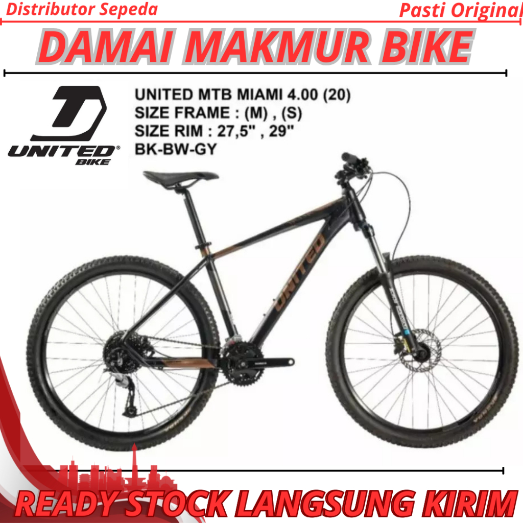 Sepeda Gunung MTB 27,5 UNITED MIAMI 4.0 9SPEED SHIMANO ALIVIO ALLOY