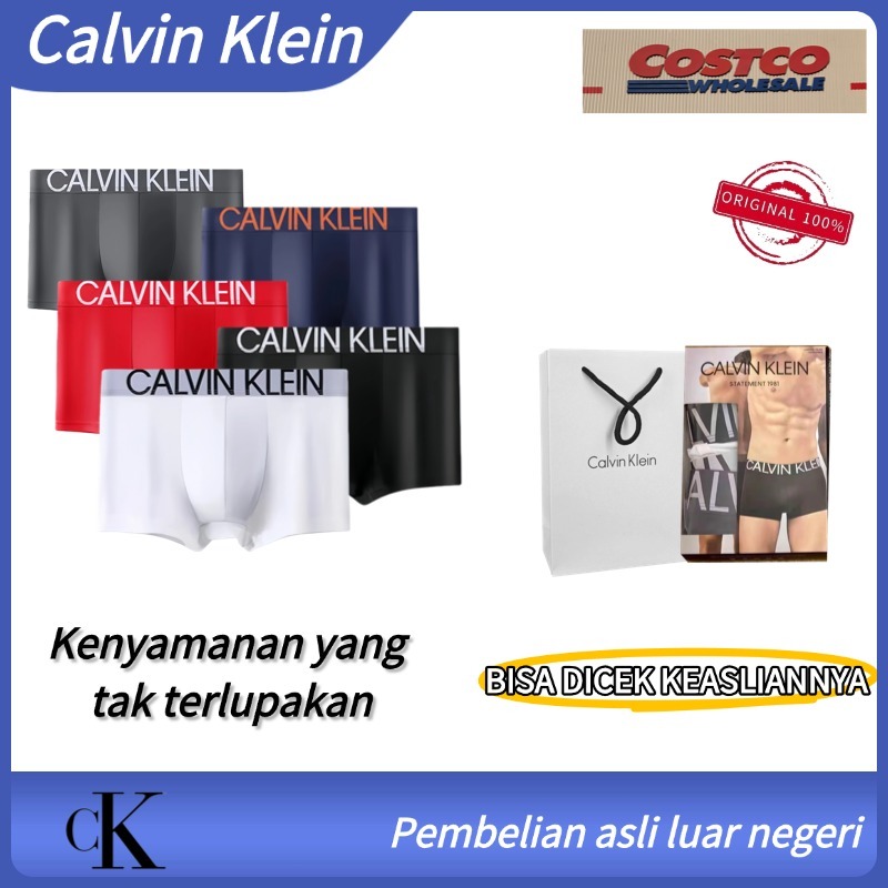 Celana Dalam Pria Calvin Klein 3 Pcs Ice Silk Boxer Shorts Breathable Anti-Bacterial Mid Waist