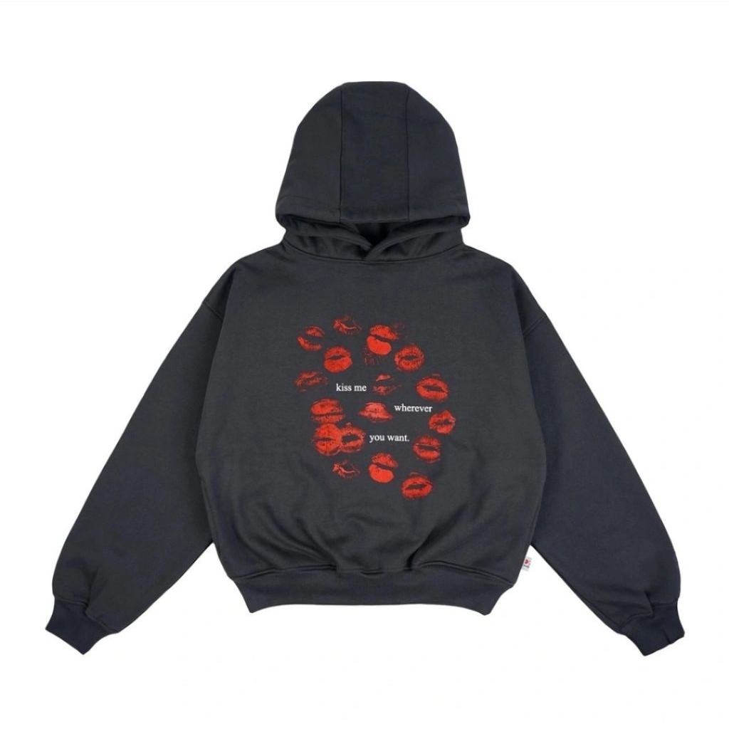 [100% ORIGINAL] HOODIE KISS ME CHARCOAL | BLACK | HOODIE NINE KISSES TELEPATI.CHE | KAOS KAKI SOCKS 