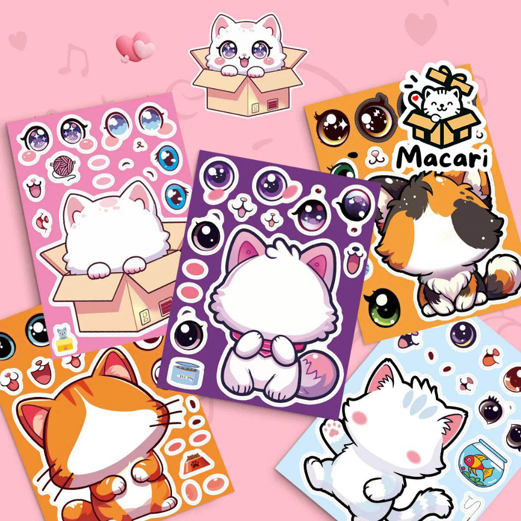 [KUCING] DIY Stiker Anak Kucing Lucu / DIY Stiker Hias Kucing / Stiker Edukasi Hias Kucing Lucu / St