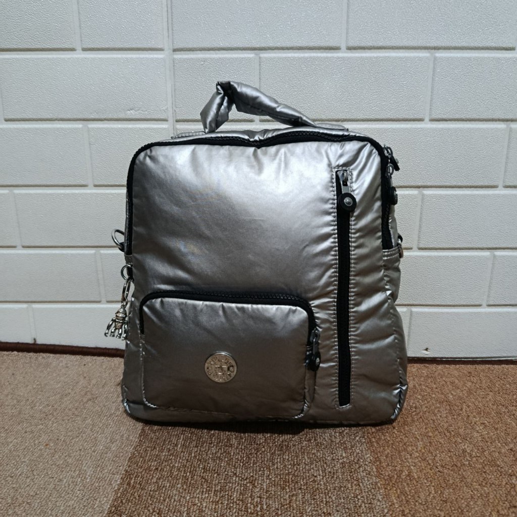 Tas Ransel Kipling Irini Convertible Backpack Womens Metallic Glow Black Original Daily Bag Wanita
