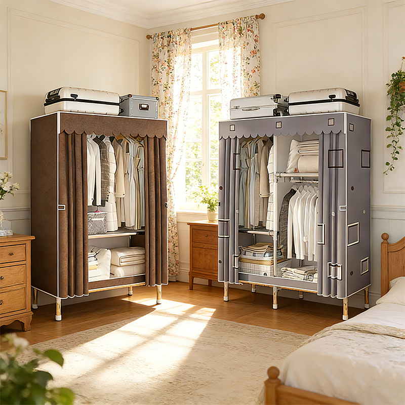 Lemari Pakaian Dengan Rangka Baja Ringan Lemari Pakaian Portabel Kapasitas Besar Kokoh Lemari Pakaia