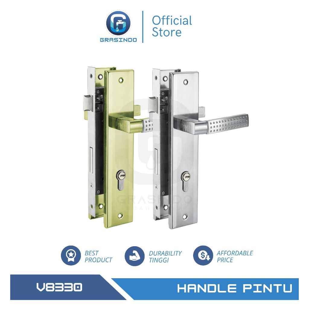GIG Handle Kunci Pintu set Model Kotak 25cm / Set Kunci Minimalis / Gagang Pintu Besar / Slot Kunci 