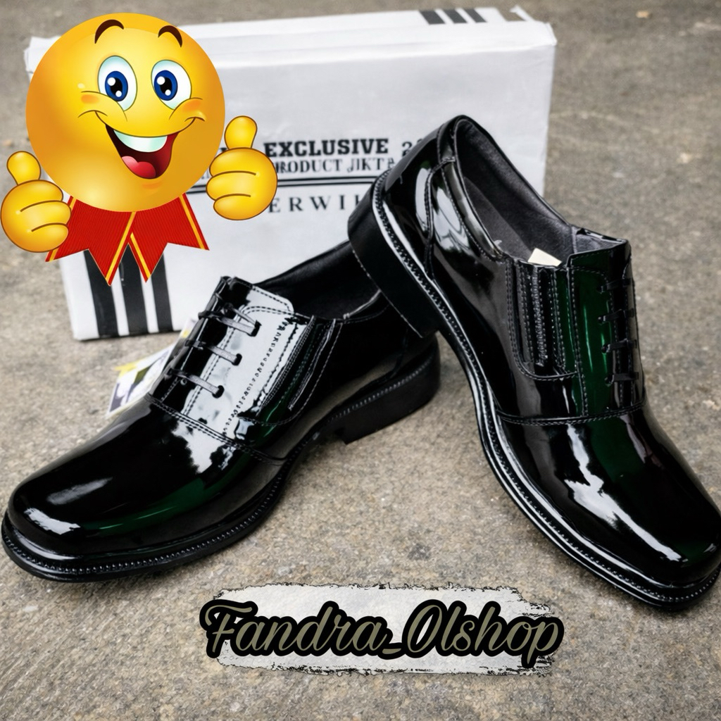 Sepatu PDH Perwira Pantopel Tali Variasi |TNI|POLRI|Security|Satpam Merk AR Exclusive 2055