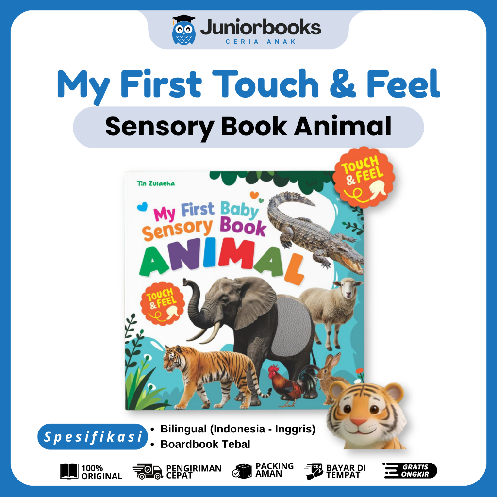 My First Baby Sensory Book Animal - Buku Bertekstur untuk Bayi - Touch & Feel Board Book Ziyadbooks