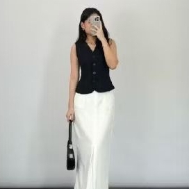 (K AIMAR ID) ROMPI VEST HITAM WANITA TERBARU KOREAN STYLE KEKINIAN