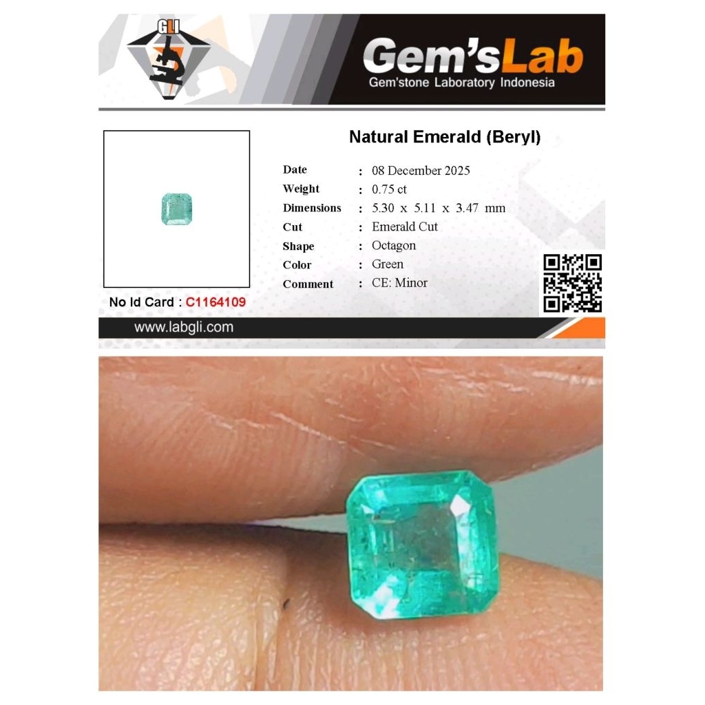 Natural emerald memo GLI