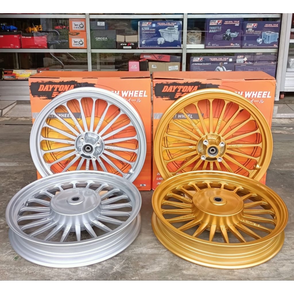 VELG DASH WHEEL DAYTONA ORIGINAL 100% MIO SPORTY 185 / 215 - 14 SET DEPAN BELAKANG SET HITAM BLACK G