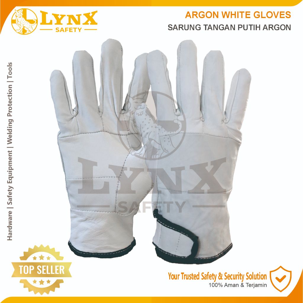 Sarung Tangan Safety Las Argon Putih Kulit Asli / Glove Welding