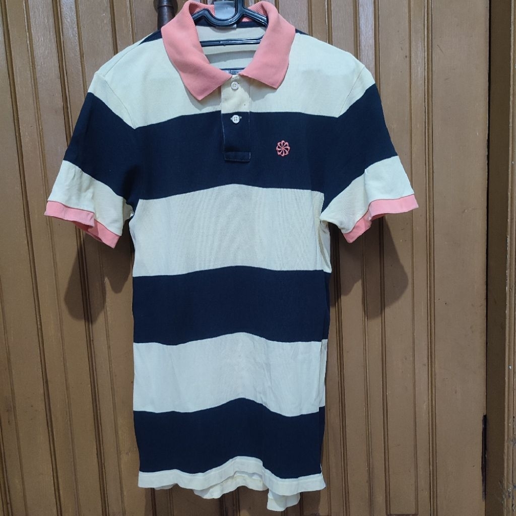 Nike Kaos Kerah Cowok Katun Stripe Unik