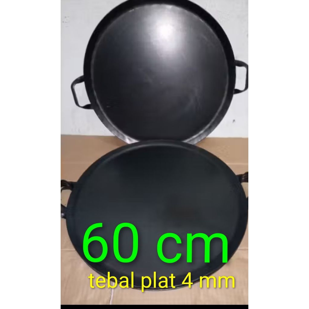 panggangan pembakaran loyan pan anti lengket plat baja bulat 60cm alat dapur perabotan kuali stainle
