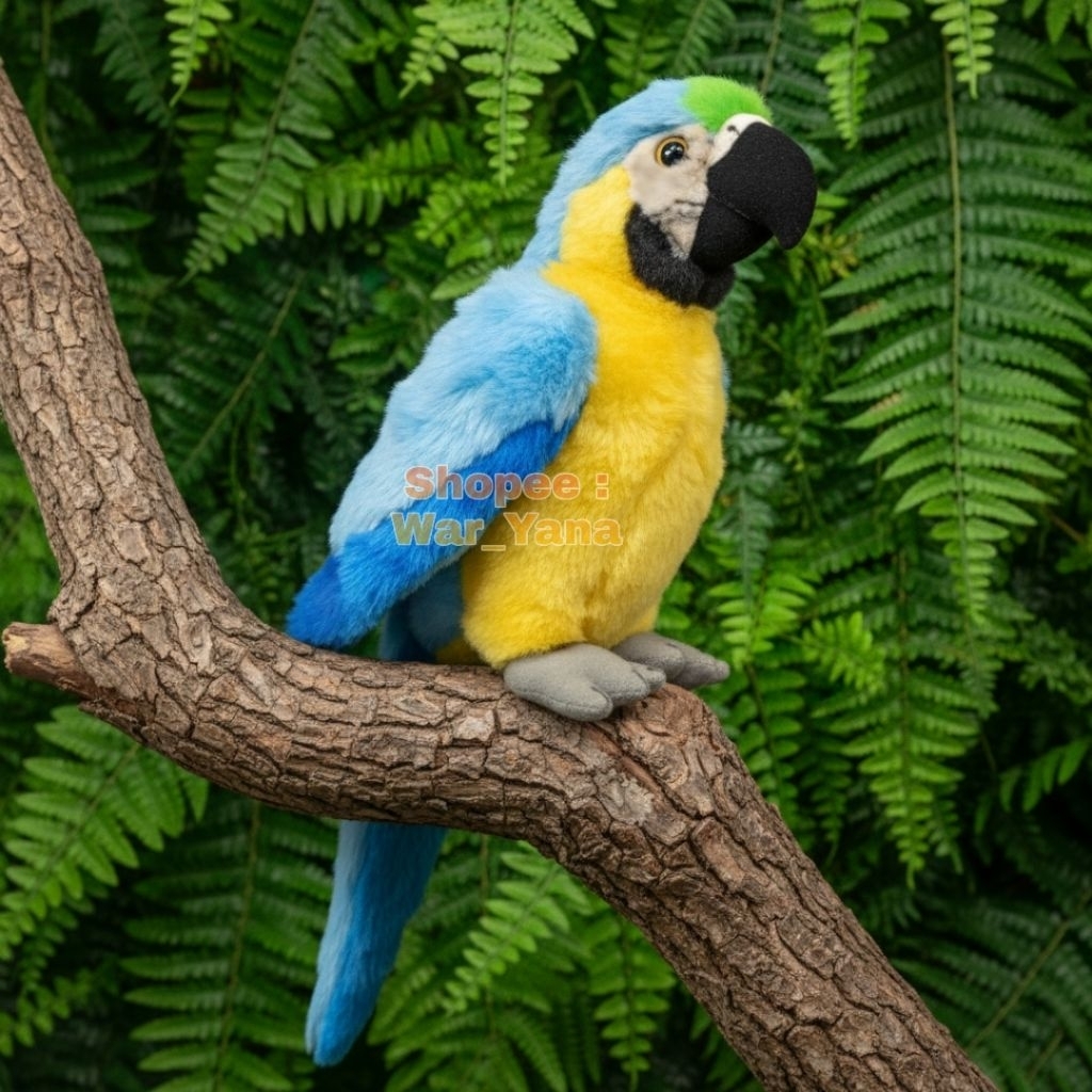 Boneka Burung Macaw Biru lmprot Original Blue Maccaw Bird Mirip Asli Plush Toys Stuff Plushie Toy St