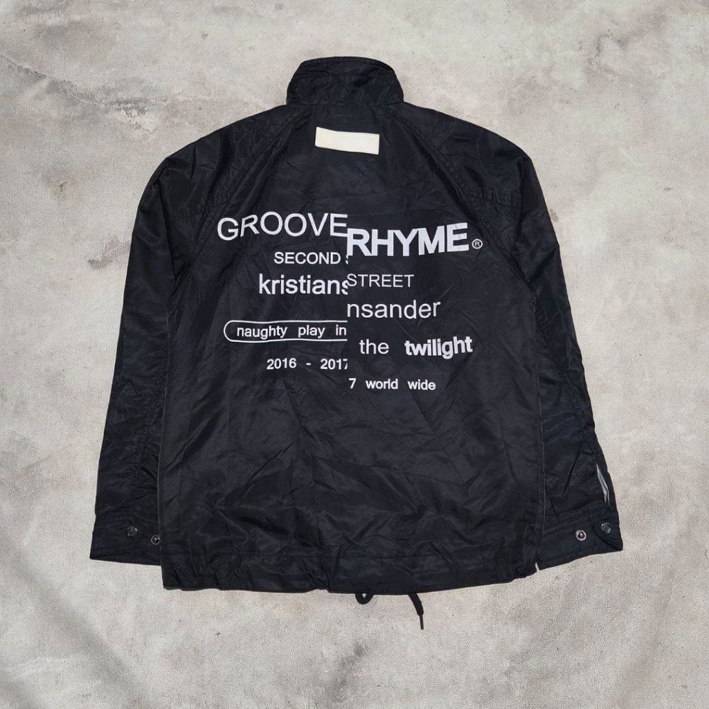 Jaket coach varsity  pria  groove rhyme hitam