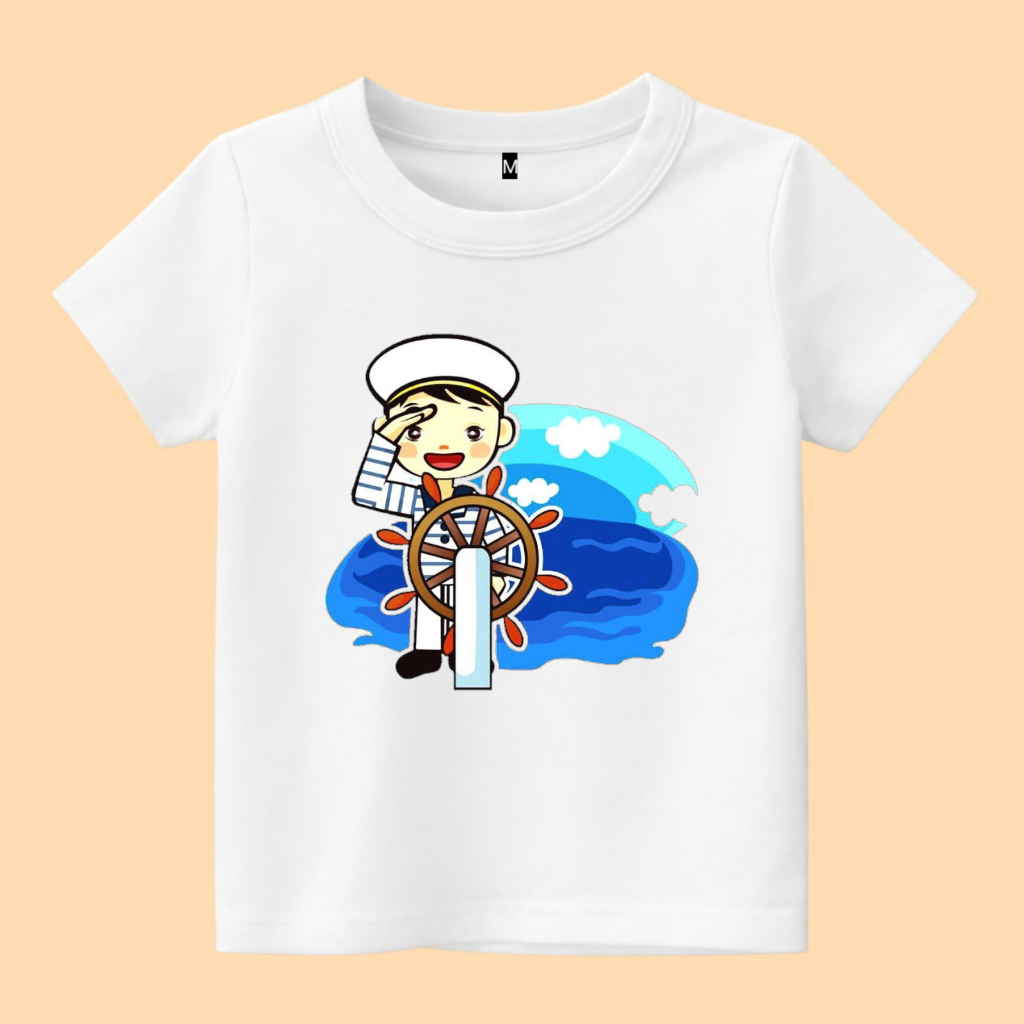 Baju kaos anak gambar pilot kapal laut
