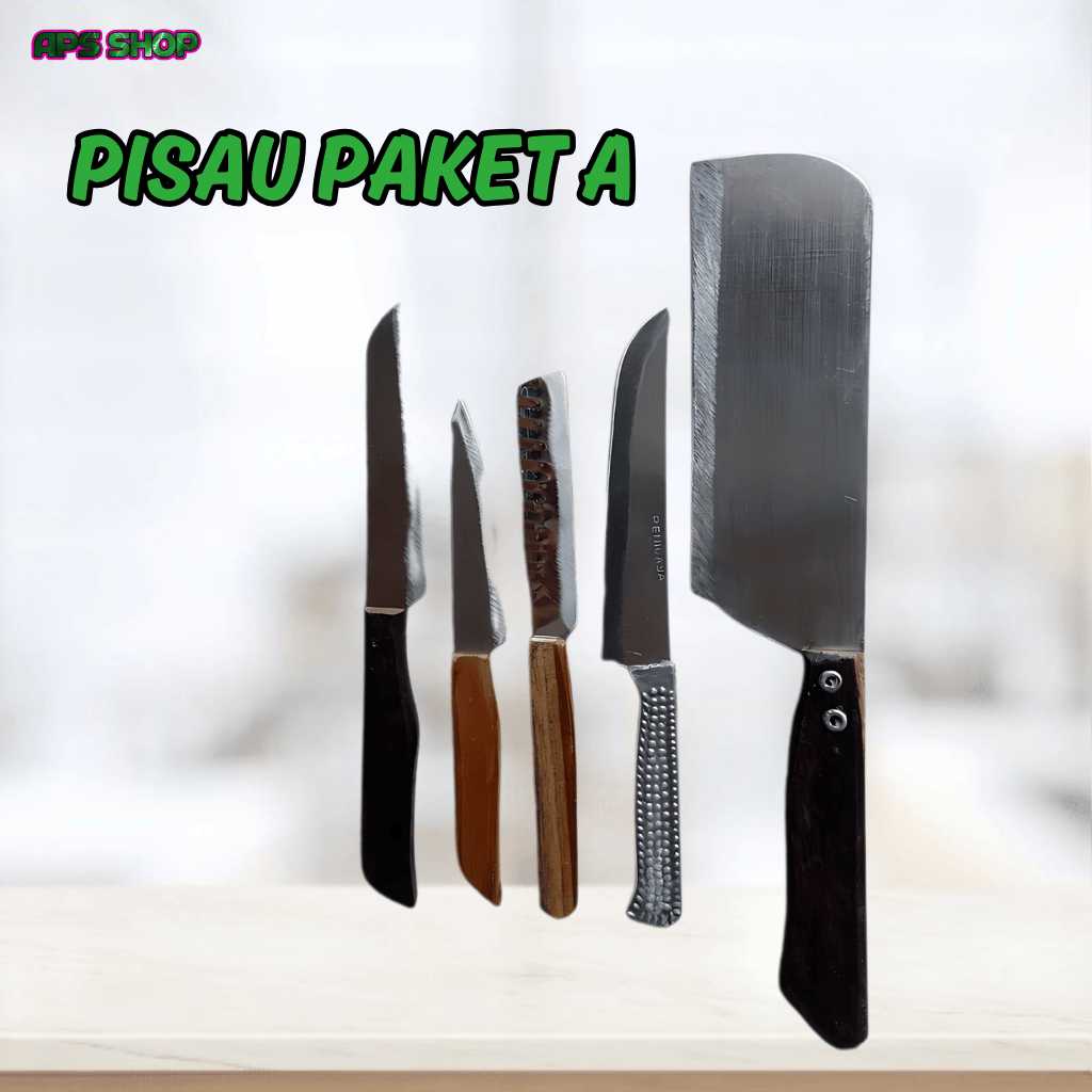 Pisau Dapur Satu set Lengkap/ Pisau Chef/ Pisau Roti/ Pisau Santoku/ Pisau Roti/ Pisau Buah