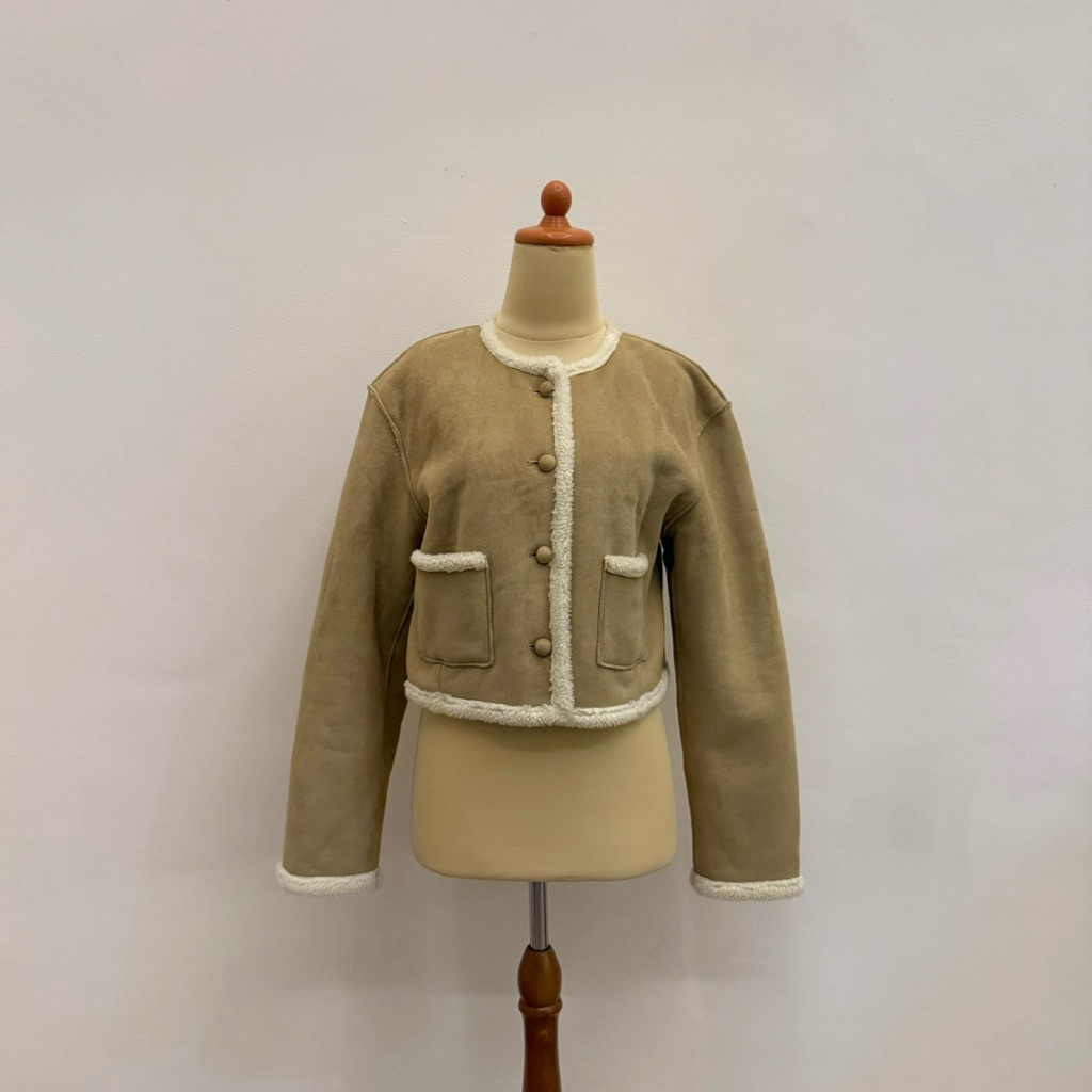PRELOVED 8 Seconds Beige Winter Jacket Trendy Pakaian Musim Dingin Wanita Branded Fashion