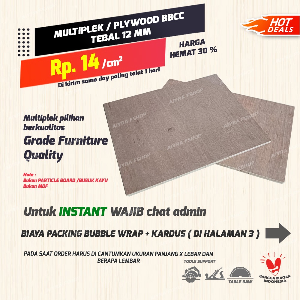 POTONG TRIPLEK / POLYWOOD / BLOCKBOARD / TEAKBLOCK 12 MM UK. CUSTOM
