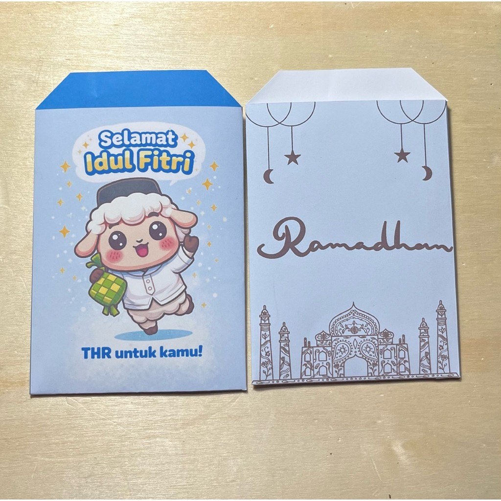 Amplop Lebaran Idul Fitri Biru Motif Lucu Warna Biru Isi 10 Pcs